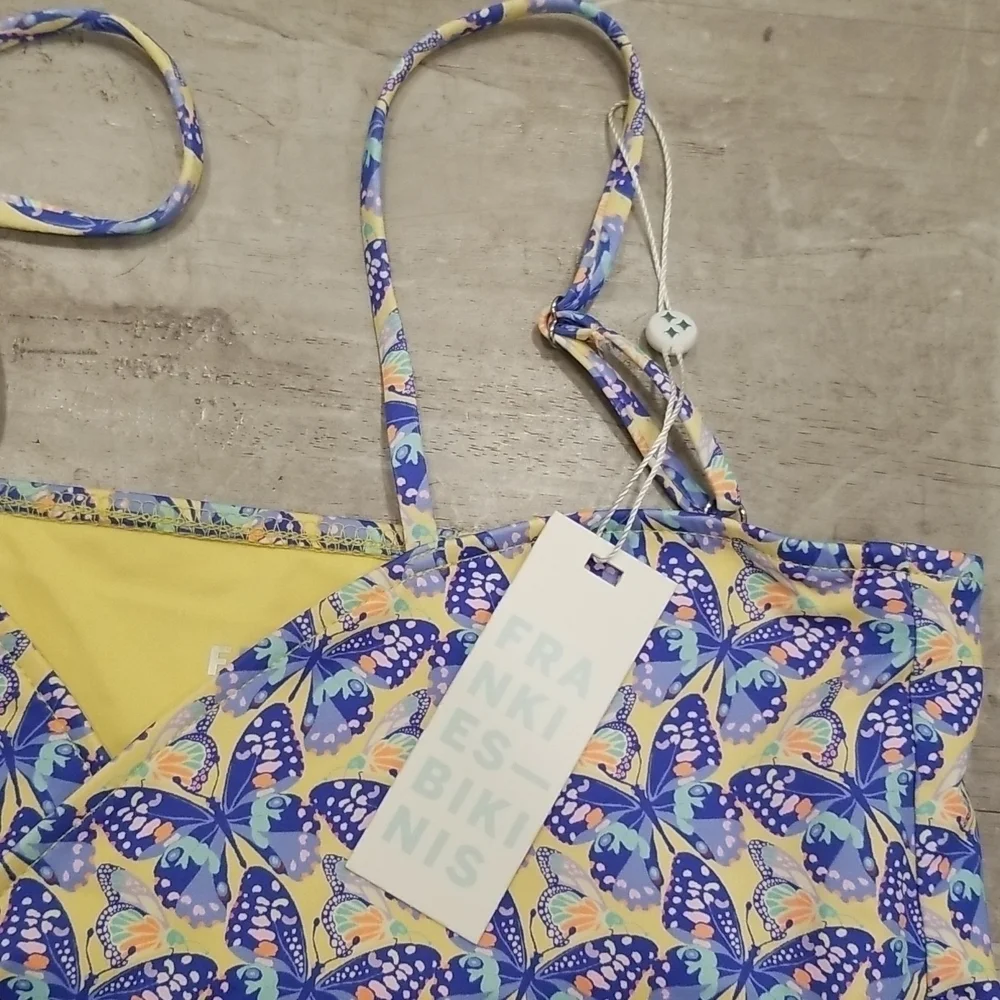 💕FRANKIE'S BIKINIS💕 Falcon Bikini TOP ~ Monarch Butterfly Print Medium M NWT